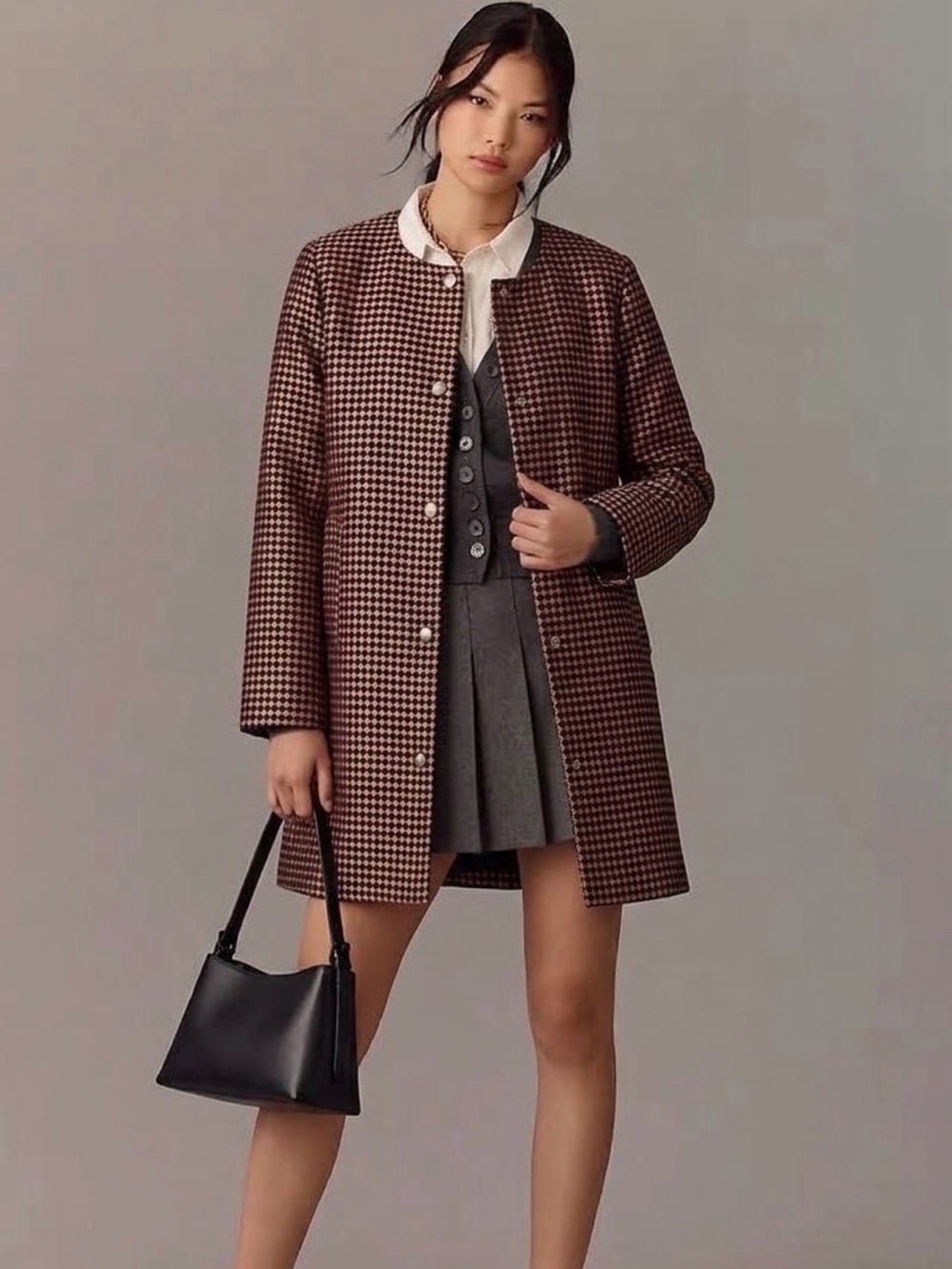Anthropologie SEEN WORN KEPT Metallic Geometric Jacquard Car Coat Size 2